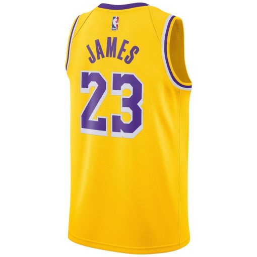 Nike Los Angeles Lakers #23 LeBron James Swingman Player Jersey Gold - Icon Edition - Image 2