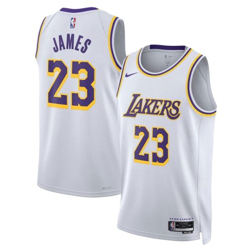 Nike Los Angeles Lakers #23 LeBron James Unisex Swingman Jersey - Association Edition - White - Image 3