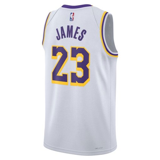 Nike Los Angeles Lakers #23 LeBron James Unisex Swingman Jersey - Association Edition - White - Image 2