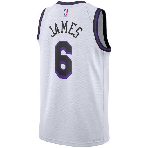 Nike Los Angeles Lakers #6 LeBron James Unisex 2022/23 Swingman Jersey - City Edition - White - Image 2