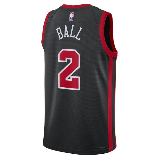 Nike Chicago Bulls #2 Lonzo Ball Unisex 2023/24 Swingman Jersey - Black - City Edition - Image 2