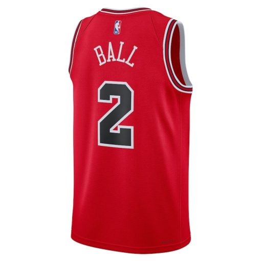 Nike Chicago Bulls #2 Lonzo Ball Unisex Swingman Jersey - Icon Edition - Red - Image 2