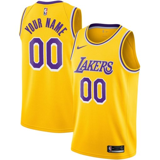 Nike Los Angeles Lakers #00 Custom Swingman Jersey Gold - Icon Edition - Image 3