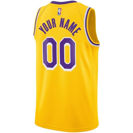 Nike Los Angeles Lakers #00 Custom Swingman Jersey Gold - Icon Edition - Image 2