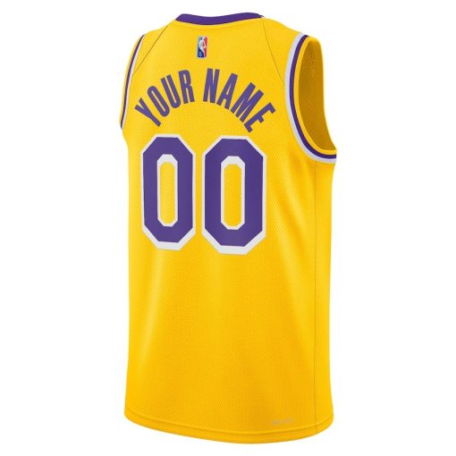 Nike Los Angeles Lakers #00 Diamond Swingman Custom Jersey - Icon Edition - Gold - Image 2