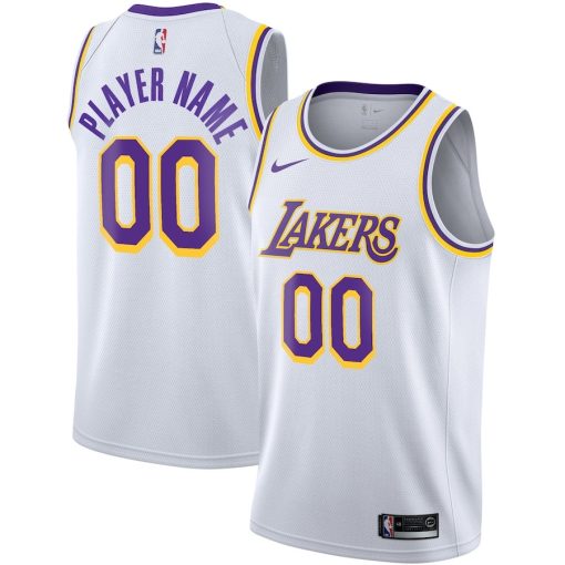 Nike Los Angeles Lakers #00 2020/21 Swingman Custom Jersey - Association Edition - White - Image 3