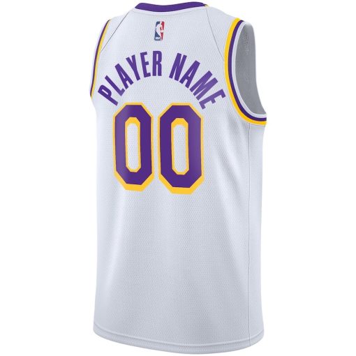 Nike Los Angeles Lakers #00 2020/21 Swingman Custom Jersey - Association Edition - White - Image 2