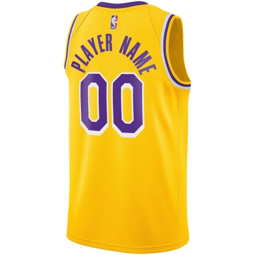 Nike Los Angeles Lakers #00 2020/21 Swingman Custom Jersey - Icon Edition - Gold - Image 2