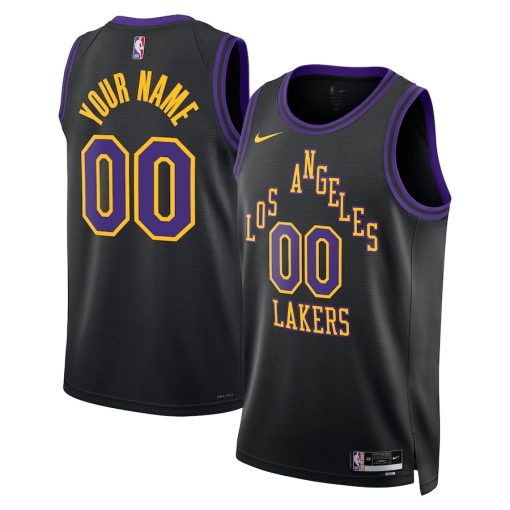 Nike Los Angeles Lakers #00 Unisex 2023/24 Custom Swingman Jersey - Black - City Edition - Image 3