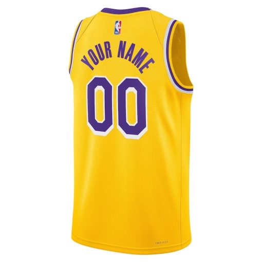 Nike Los Angeles Lakers #00 Unisex Swingman Custom Jersey Gold - Icon Edition - Image 2