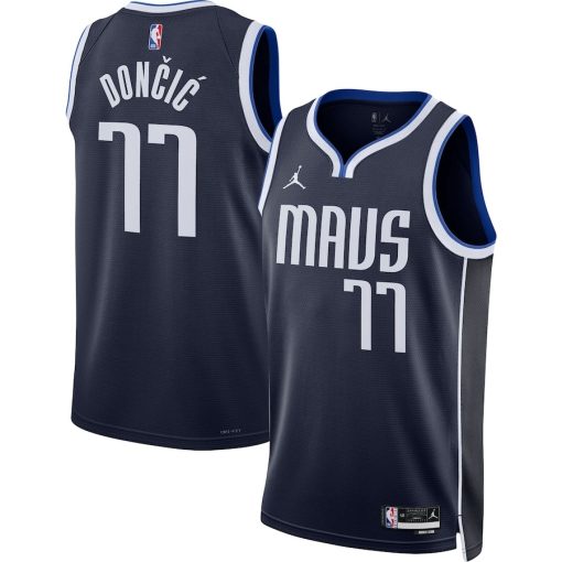 Jordan Dallas Mavericks #77 Luka Dončić Unisex Swingman Jersey - Statement Edition - Navy - Image 3