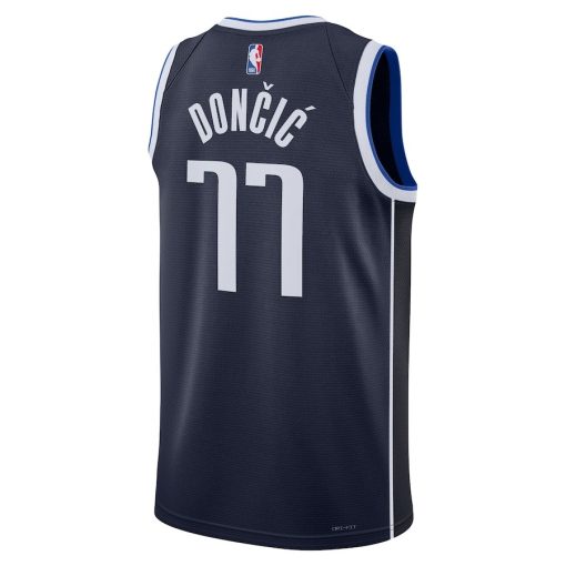 Jordan Dallas Mavericks #77 Luka Dončić Unisex Swingman Jersey - Statement Edition - Navy - Image 2