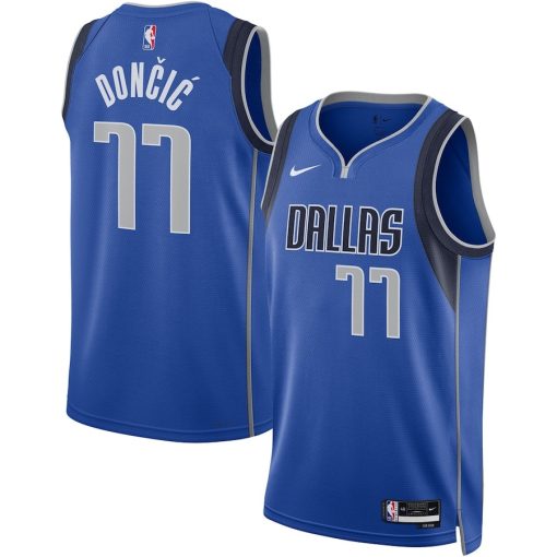 Nike Dallas Mavericks #77 Luka Dončić Unisex Swingman Jersey - Icon Edition - Blue - Image 3