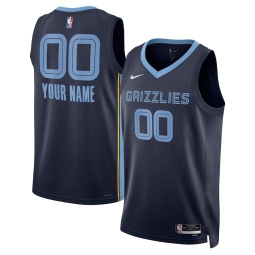 Nike Memphis Grizzlies #00 Unisex Swingman Custom Jersey Navy - Icon Edition - Image 3