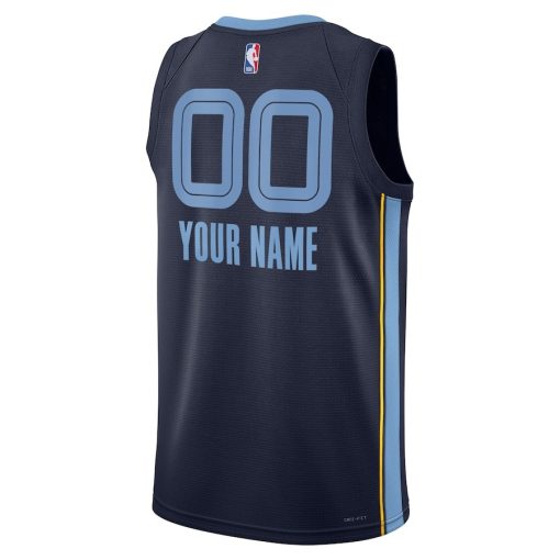 Nike Memphis Grizzlies #00 Unisex Swingman Custom Jersey Navy - Icon Edition - Image 2