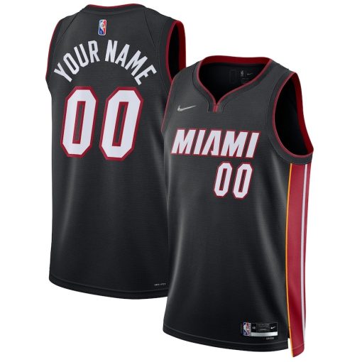 Nike Miami Heat #00 2021/22 Diamond Swingman Custom Jersey - Icon Edition - Black - Image 3