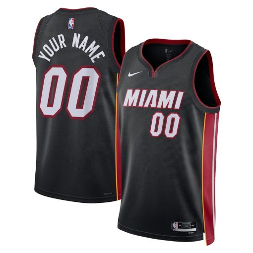 Nike Miami Heat #00 Unisex Swingman Custom Jersey Black - Icon Edition - Image 3