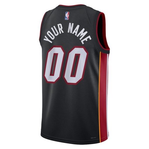 Nike Miami Heat #00 Unisex Swingman Custom Jersey Black - Icon Edition - Image 2