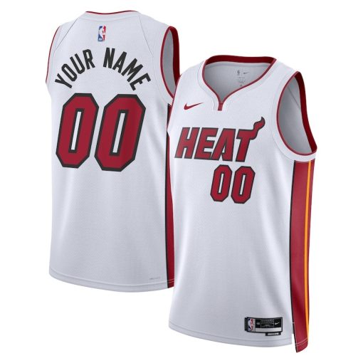 Nike Miami Heat #00 Unisex Swingman Custom Jersey White - Association Edition - Image 3