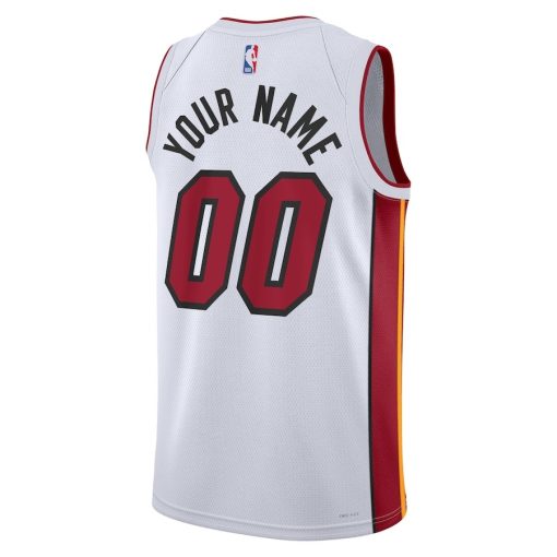 Nike Miami Heat #00 Unisex Swingman Custom Jersey White - Association Edition - Image 2