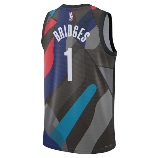 Nike Brooklyn Nets #1 Mikal Bridges Unisex 2023/24 Swingman Jersey - Black - City Edition - Image 2