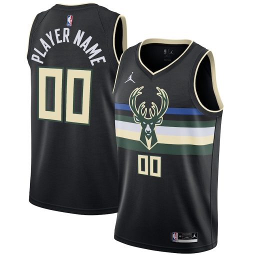 Jordan Milwaukee Bucks #00 Swingman Custom Jersey - Statement Edition - Black - Image 3