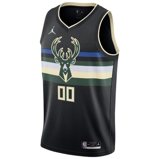 Jordan Milwaukee Bucks #00 Swingman Custom Jersey - Statement Edition - Black