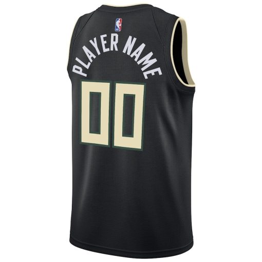 Jordan Milwaukee Bucks #00 Swingman Custom Jersey - Statement Edition - Black - Image 2