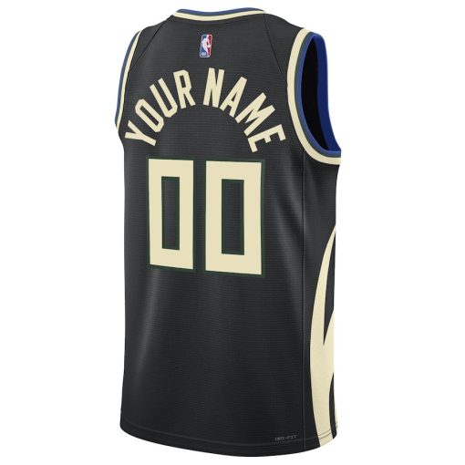 Jordan Milwaukee Bucks #00 Unisex 2022/23 Swingman Custom Jersey - Statement Edition - Black - Image 2