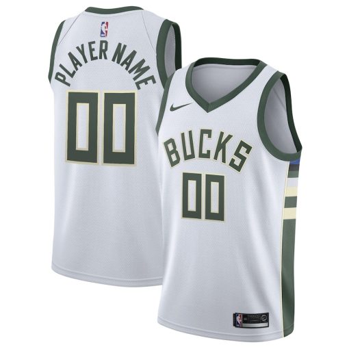 Nike Milwaukee Bucks #00 2020/21 Swingman Custom Jersey - Association Edition - White - Image 3