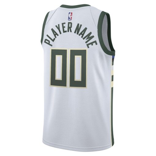 Nike Milwaukee Bucks #00 2020/21 Swingman Custom Jersey - Association Edition - White - Image 2