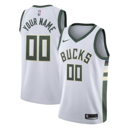 Nike Milwaukee Bucks #00 Swingman Custom Jersey White - Association Edition - Image 3