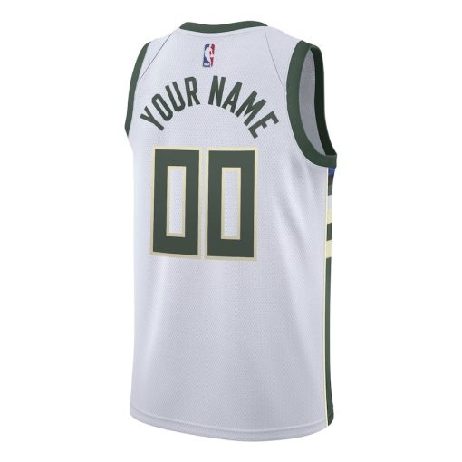 Nike Milwaukee Bucks #00 Swingman Custom Jersey White - Association Edition - Image 2