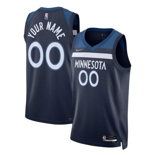 Nike Minnesota Timberwolves #00 2021/22 Diamond Swingman Custom Jersey - Icon Edition - Navy - Image 3