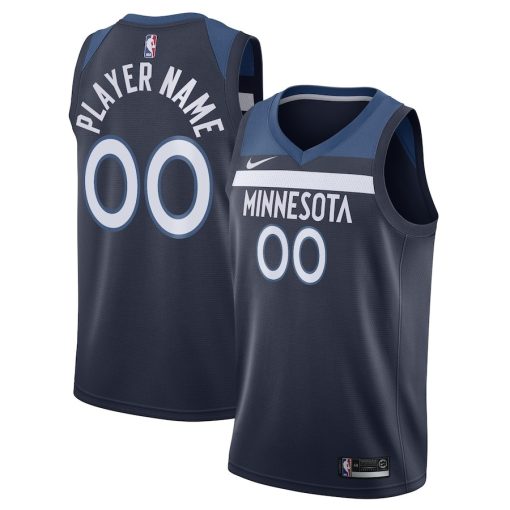 Nike Minnesota Timberwolves #00 Swingman Custom Jersey Navy - Icon Edition - Image 3