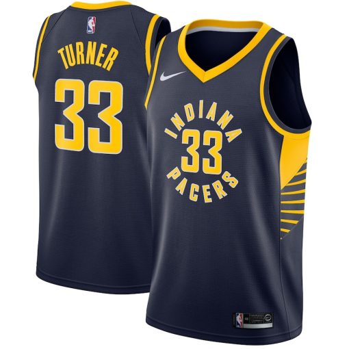 Nike Indiana Pacers #33 Myles Turner Swingman Jersey Navy - Icon Edition - Image 3