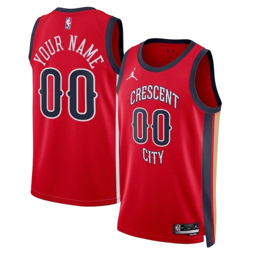 Jordan New Orleans Pelicans #00 Unisex Swingman Custom Jersey - Red - Statement Edition - Image 3