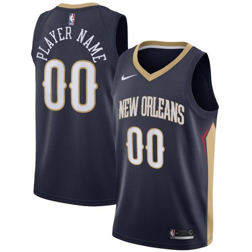 Nike New Orleans Pelicans #00 Swingman Custom Jersey Navy - Icon Edition - Image 3