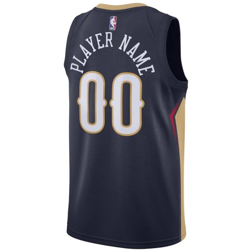 Nike New Orleans Pelicans #00 Swingman Custom Jersey Navy - Icon Edition - Image 2