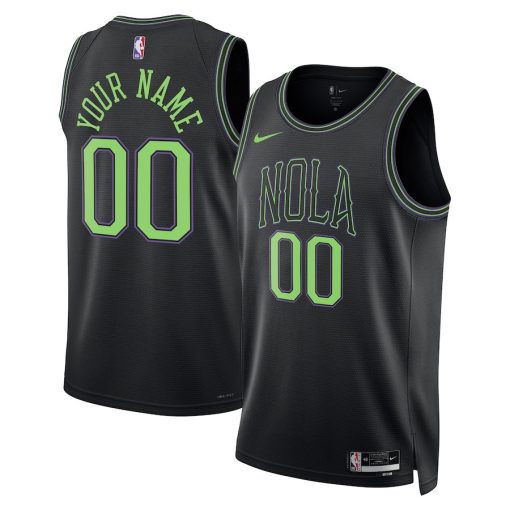 Nike New Orleans Pelicans #00 Unisex 2023/24 Custom Swingman Jersey - Black - City Edition - Image 3