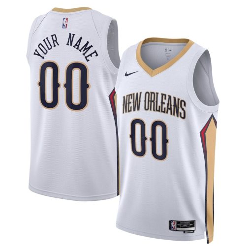 Nike New Orleans Pelicans #00 Unisex Swingman Custom Jersey White - Association Edition - Image 3