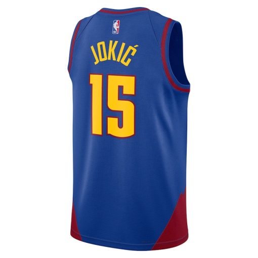 Jordan Denver Nuggets #15 Nikola Jokic Unisex Swingman Jersey - Statement Edition - Blue - Image 2