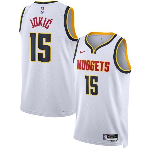 Nike Denver Nuggets #15 Nikola Jokic Unisex Swingman Jersey - Association Edition - White - Image 3