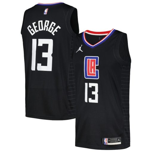 Nike LA Clippers #13 Paul George Swingman Player Jersey - Statement Edition - Black - Image 3