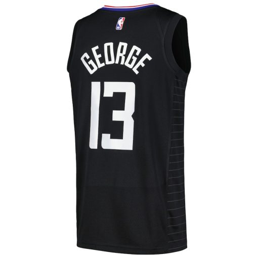 Nike LA Clippers #13 Paul George Swingman Player Jersey - Statement Edition - Black - Image 2