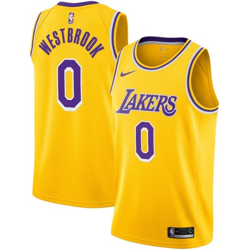 Nike Los Angeles Lakers #0 Russell Westbrook 2020/21 Swingman Player Jersey Gold - Icon Edition - Image 3