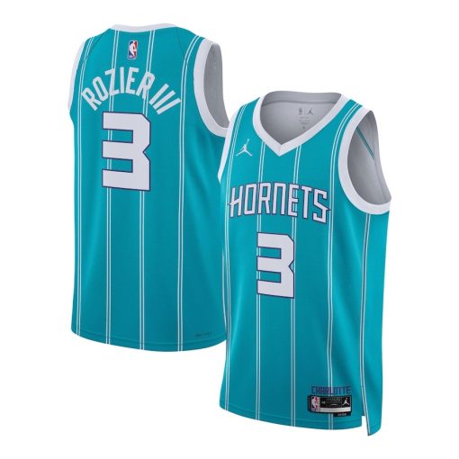 Jordan Charlotte Hornets #3 Terry Rozier Unisex Swingman Jersey - Icon Edition - Teal - Image 3