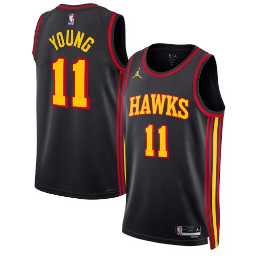 Jordan Atlanta Hawks #11 Trae Young Unisex Swingman Jersey - Statement Edition - Black - Image 3