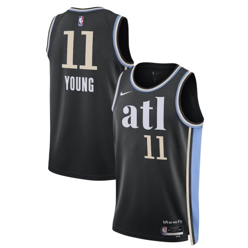 Nike Atlanta Hawks # 11 Trae Young Unisex 2023/24 Swingman Jersey - Black - City Edition - Image 3