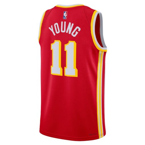 Nike Atlanta Hawks #11 Trae Young Unisex Swingman Jersey - Icon Edition - Red - Image 3